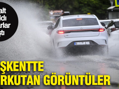 Baskentte korkutan goruntuler asfalt yarildi rogarlar tasti arac cukura dustu FDB38Zvr